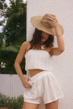 Two-Piece Shorts Set>Hello Molly Jasmine Set White