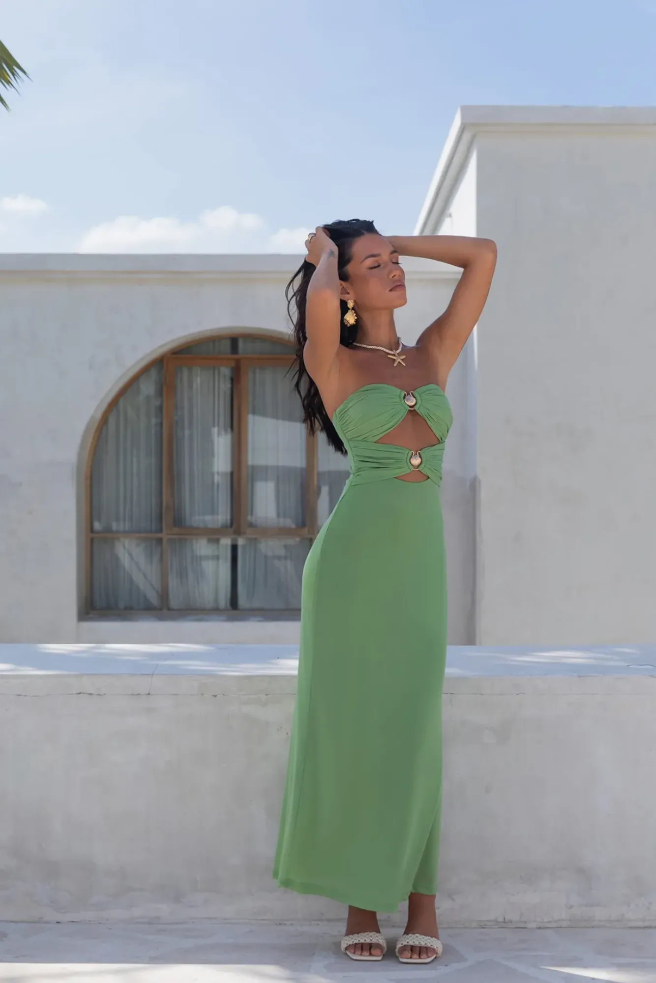 Cocktail Dresses|Vacation Dresses>Hello Molly Jovi Strapless Maxi Dress Green