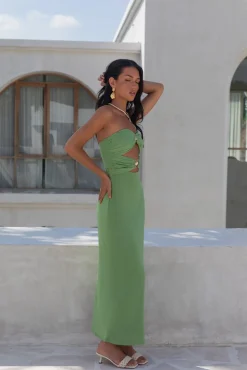 Cocktail Dresses|Vacation Dresses>Hello Molly Jovi Strapless Maxi Dress Green