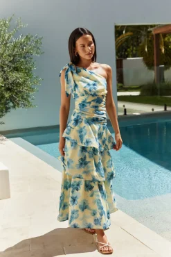 Wedding Guest Dresses|Cocktail Dresses>Hello Molly Joy Journey One Shoulder Maxi Dress Yellow