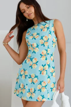 Vacation Dresses|Floral Dresses>Hello Molly July Mini Dress Blue