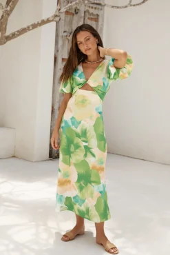 Cocktail Dresses|Brunch Dresses>Hello Molly Jungle Adventure Maxi Dress Green