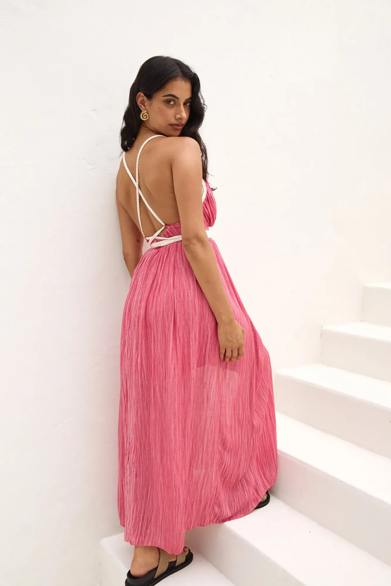 Vacation Dresses|Summer Dresses>Hello Molly Jungle Whispers Maxi Dress Pink