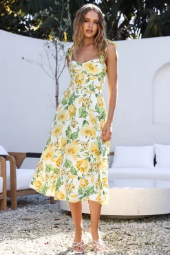 Brunch Dresses|Casual Dresses>Hello Molly Keep Driving Midi Dress Yellow