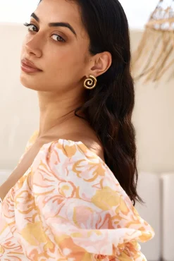 Earrings>Hello Molly 18k Gold Plated Around Cities Earrings Gold