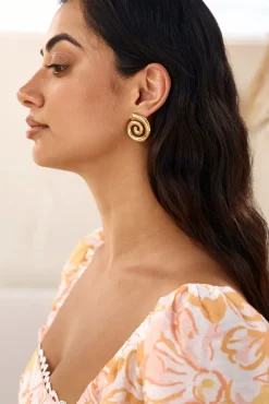 Earrings>Hello Molly 18k Gold Plated Around Cities Earrings Gold