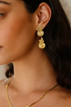 Earrings>Hello Molly 18K Gold Plated Around The World Earrings Gold