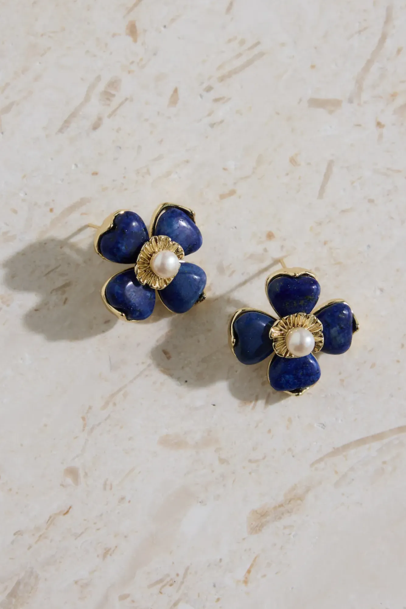 Earrings>Hello Molly 18K Gold Plated Blue Beauty Flower Earrings Gold