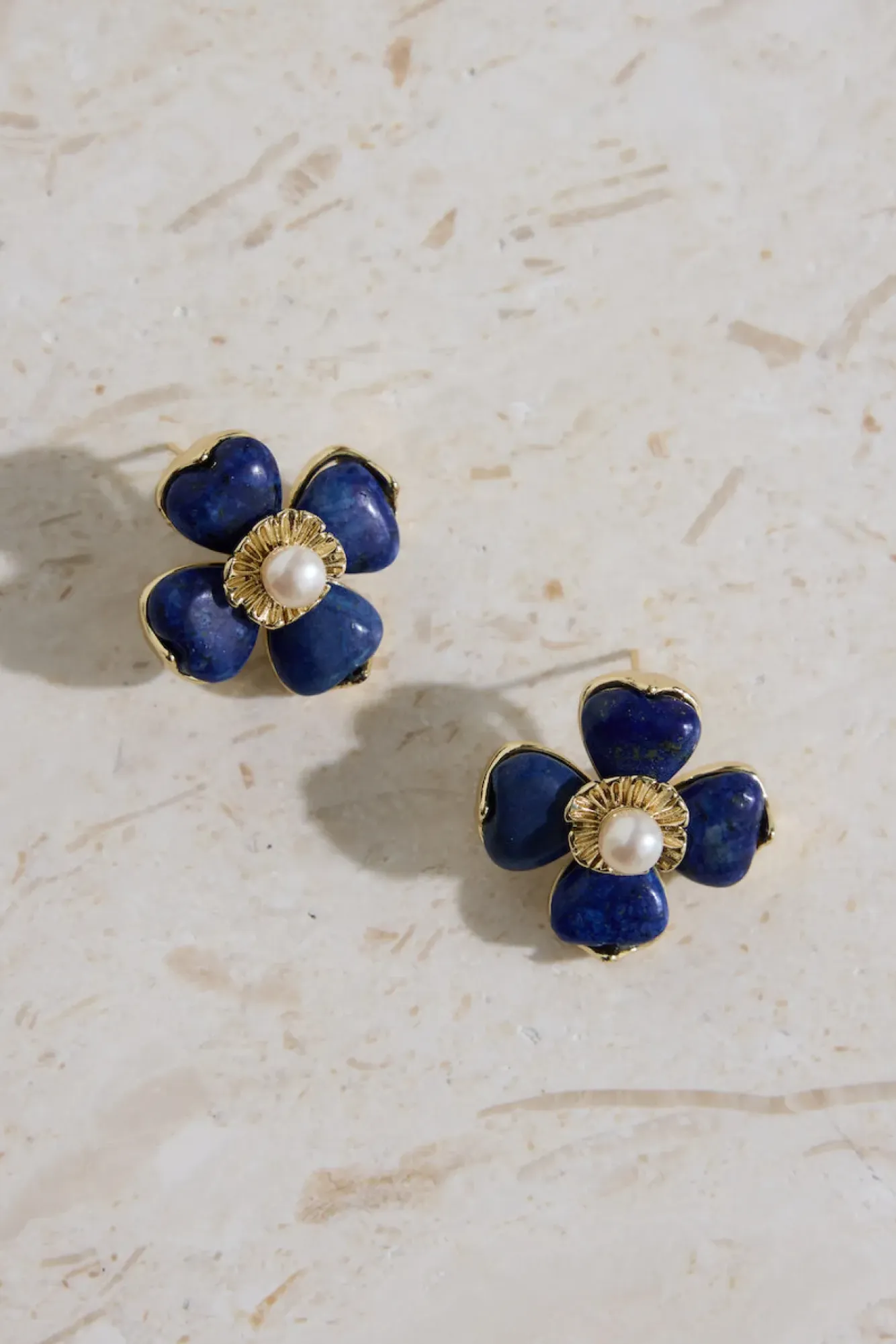 Earrings>Hello Molly 18K Gold Plated Blue Beauty Flower Earrings Gold