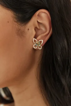 Earrings>Hello Molly 18K Gold Plated Flutter Away Earrings Gold