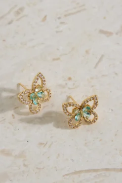 Earrings>Hello Molly 18K Gold Plated Flutter Away Earrings Gold