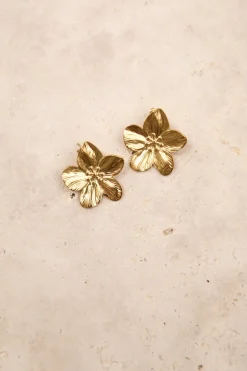 Earrings>Hello Molly 18k Gold Plated Frangipani Earrings Gold