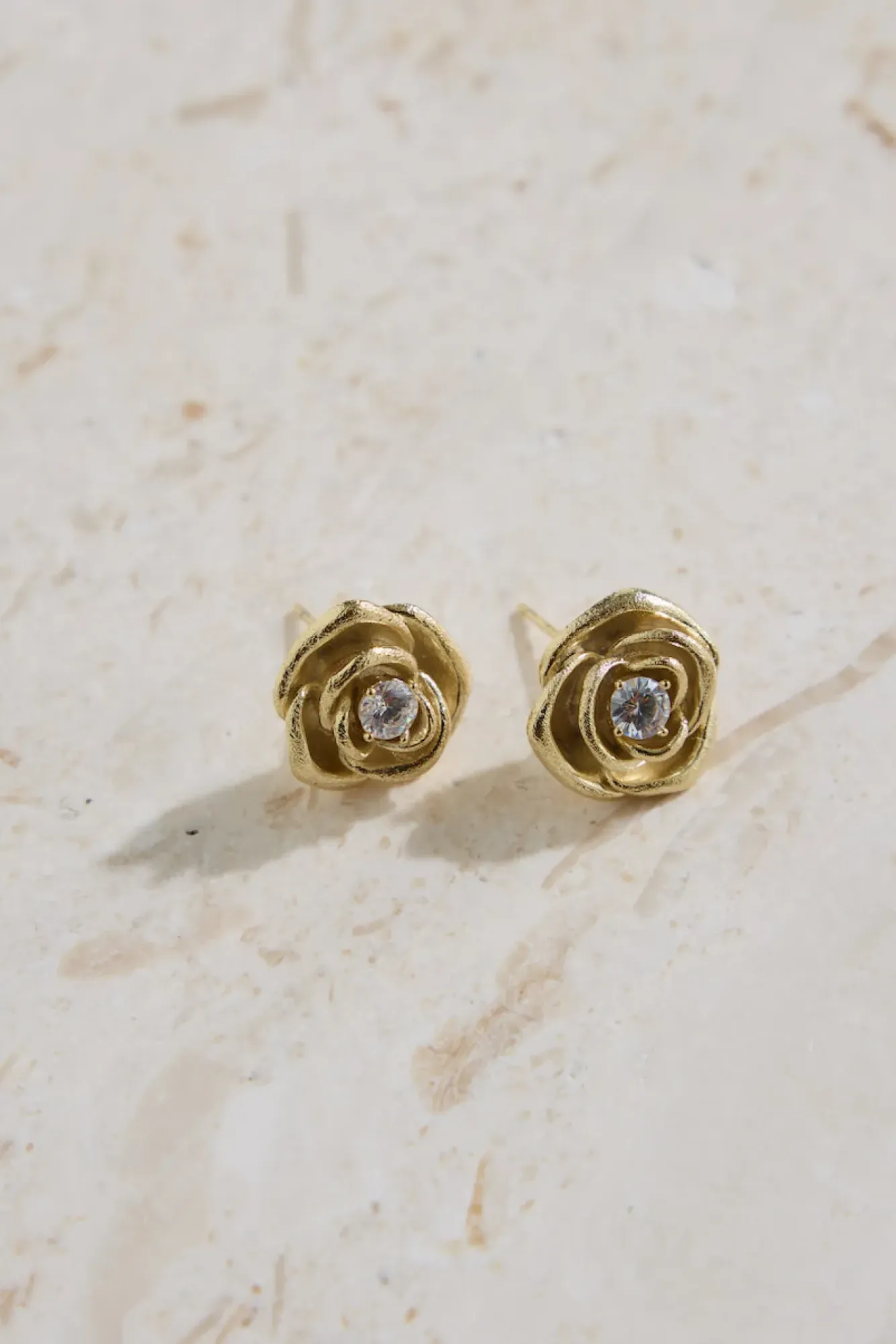 Earrings>Hello Molly 18K Gold Plated Golden Rose Earrings Gold