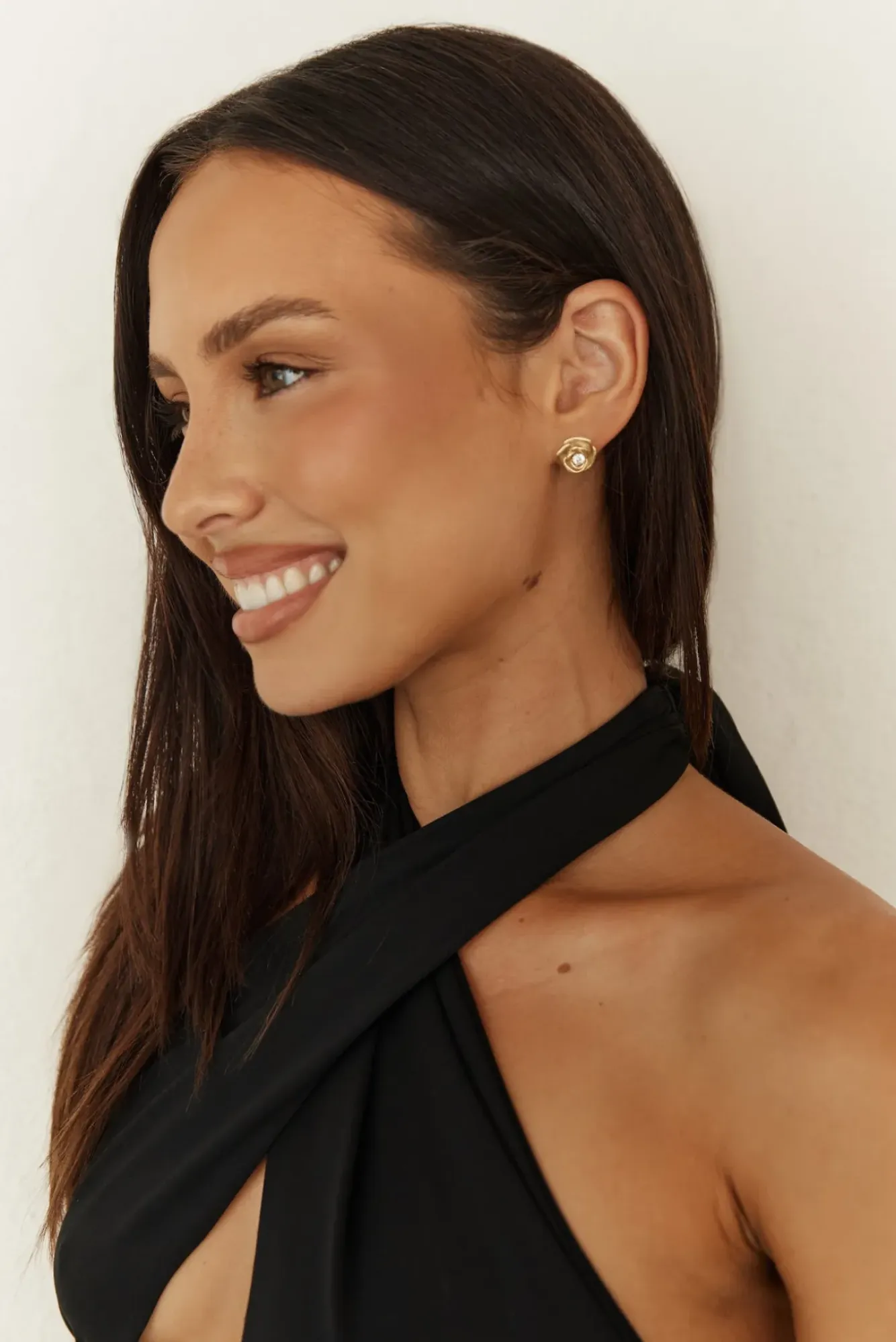 Earrings>Hello Molly 18K Gold Plated Golden Rose Earrings Gold