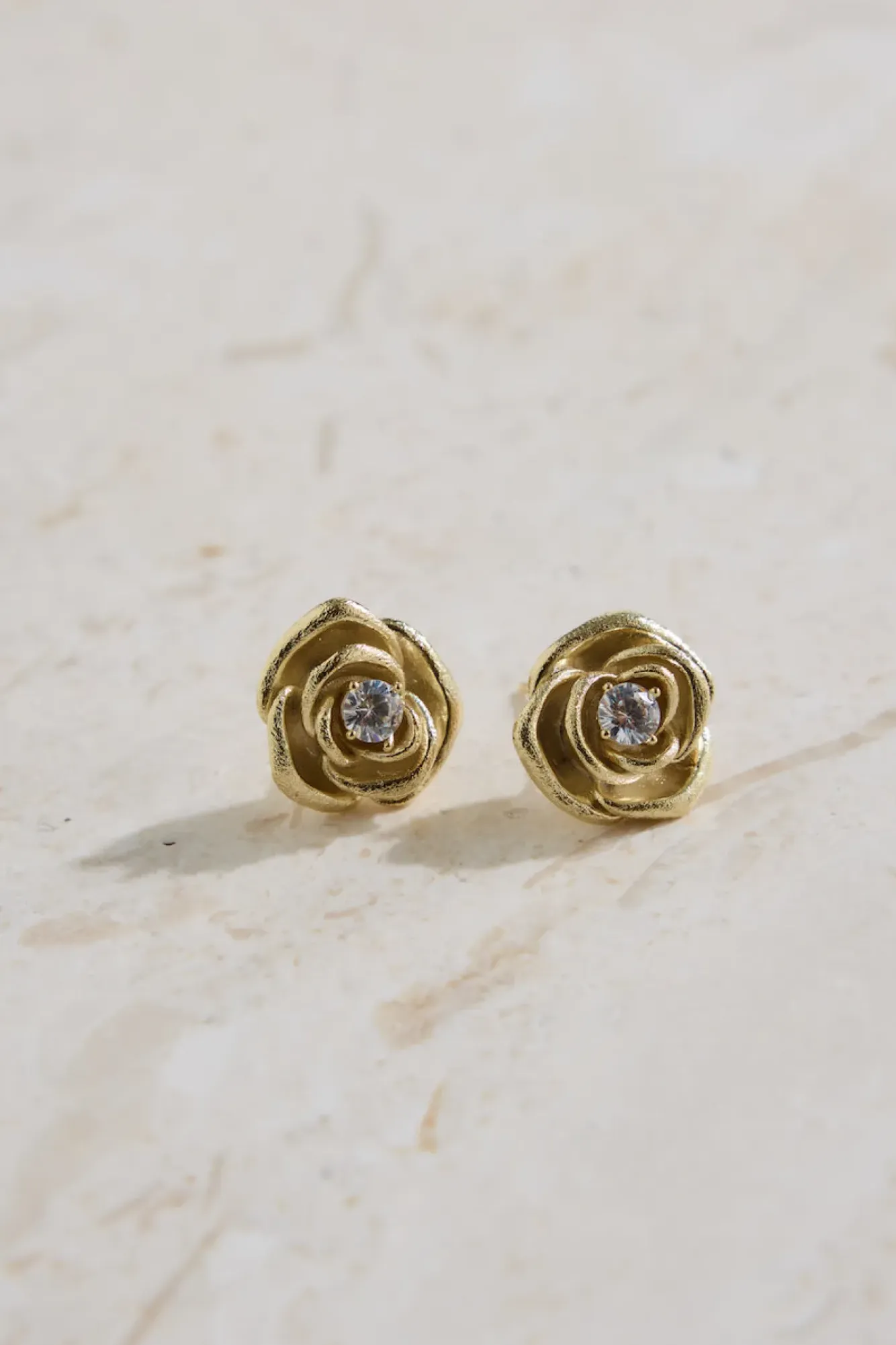 Earrings>Hello Molly 18K Gold Plated Golden Rose Earrings Gold