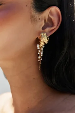 Earrings>Hello Molly 18K Gold Plated Hearing Waves Earrings Gold
