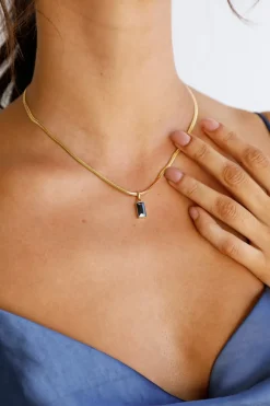 Necklaces>Hello Molly 18k Gold Plated Looking Glass Necklace Black