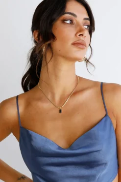 Necklaces>Hello Molly 18k Gold Plated Looking Glass Necklace Black