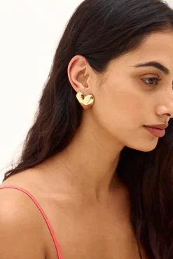 Earrings>Hello Molly 18k Gold Plated Lover Earrings Gold