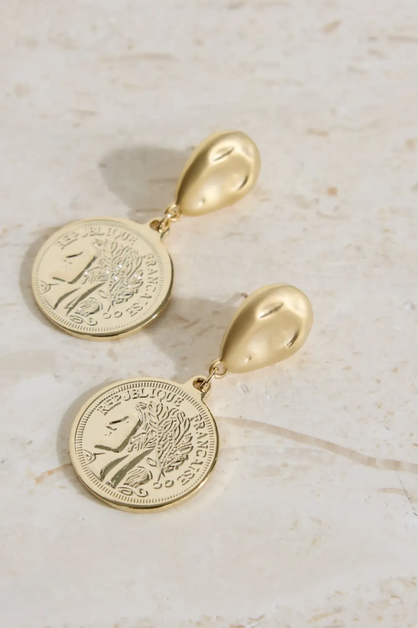 Earrings>Hello Molly 18K Gold Plated Lucky Coin Earrings Gold