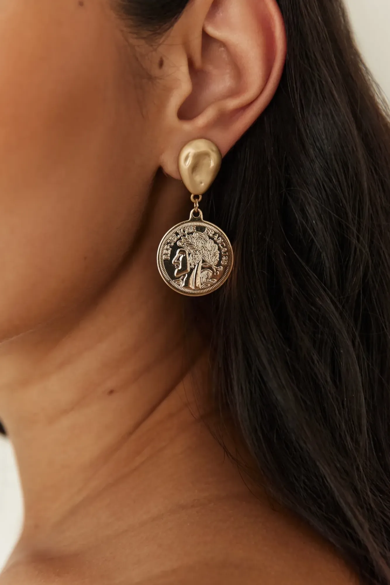 Earrings>Hello Molly 18K Gold Plated Lucky Coin Earrings Gold