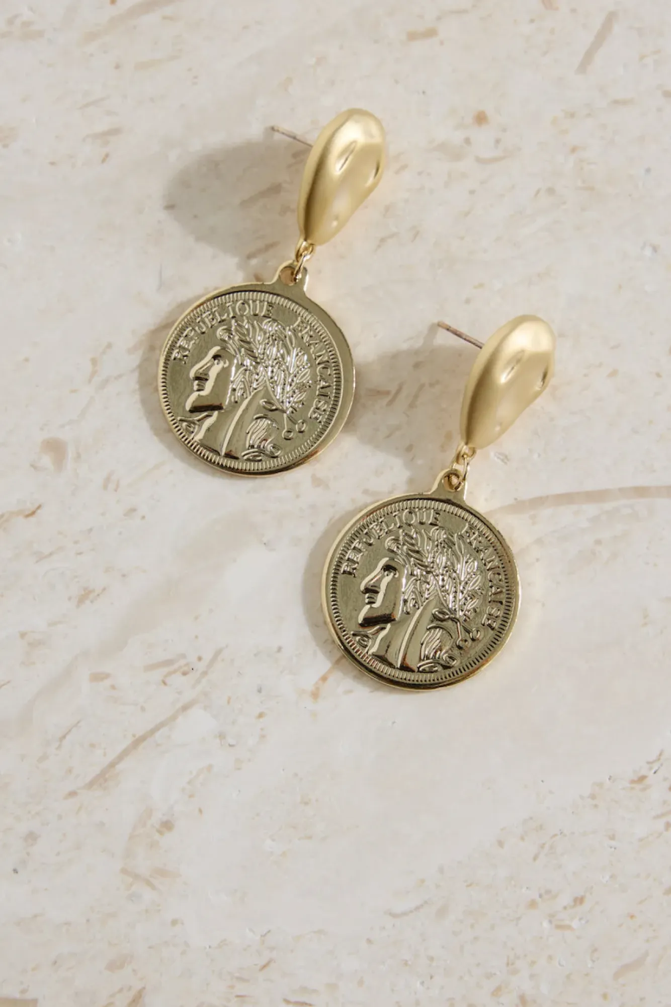 Earrings>Hello Molly 18K Gold Plated Lucky Coin Earrings Gold