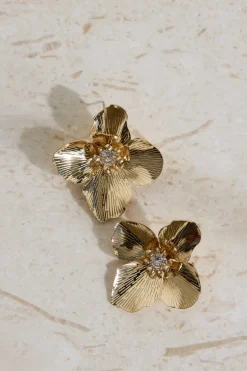 Earrings>Hello Molly 18K Gold Plated Open Heart Earrings Gold