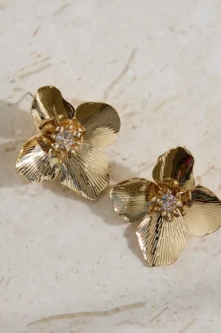 Earrings>Hello Molly 18K Gold Plated Open Heart Earrings Gold
