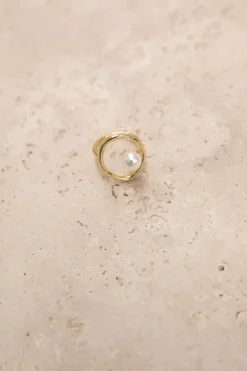 Rings>Hello Molly 18k Gold Plated Pippa Pearl Ring Gold