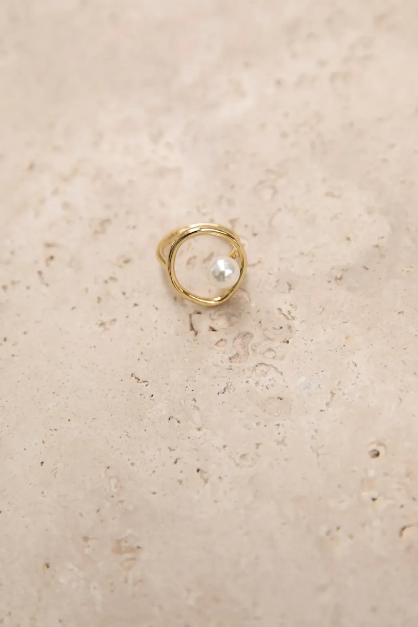 Rings>Hello Molly 18k Gold Plated Pippa Pearl Ring Gold