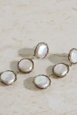 Earrings>Hello Molly 18K Gold Plated Precious Pearls Earrings Silver