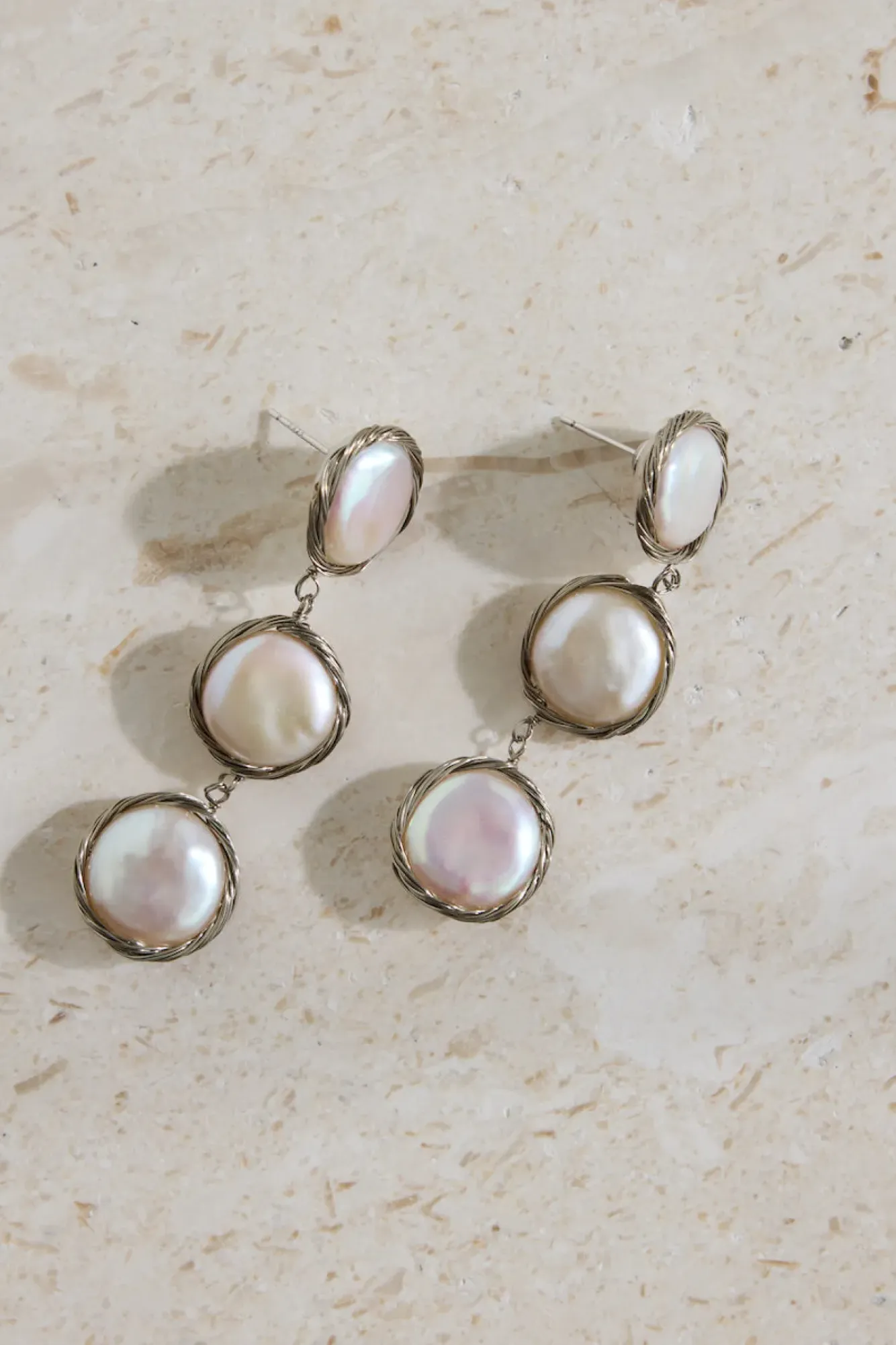 Earrings>Hello Molly 18K Gold Plated Precious Pearls Earrings Silver