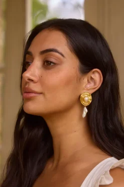 Earrings>Hello Molly 18K Gold Plated Ripple Effect Earrings Gold