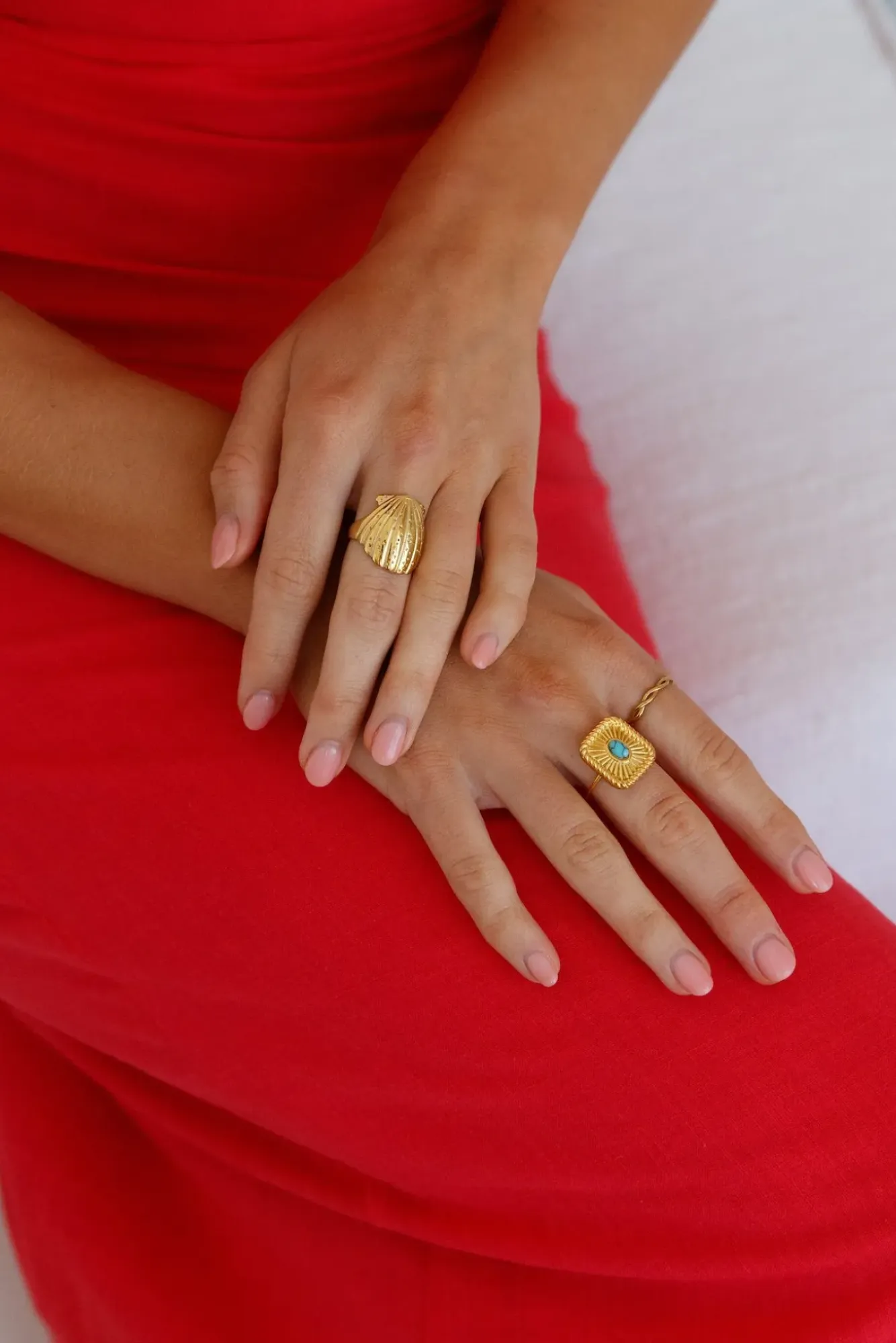Rings>Hello Molly 18K Gold Plated Shimmering Treasure Ring Gold