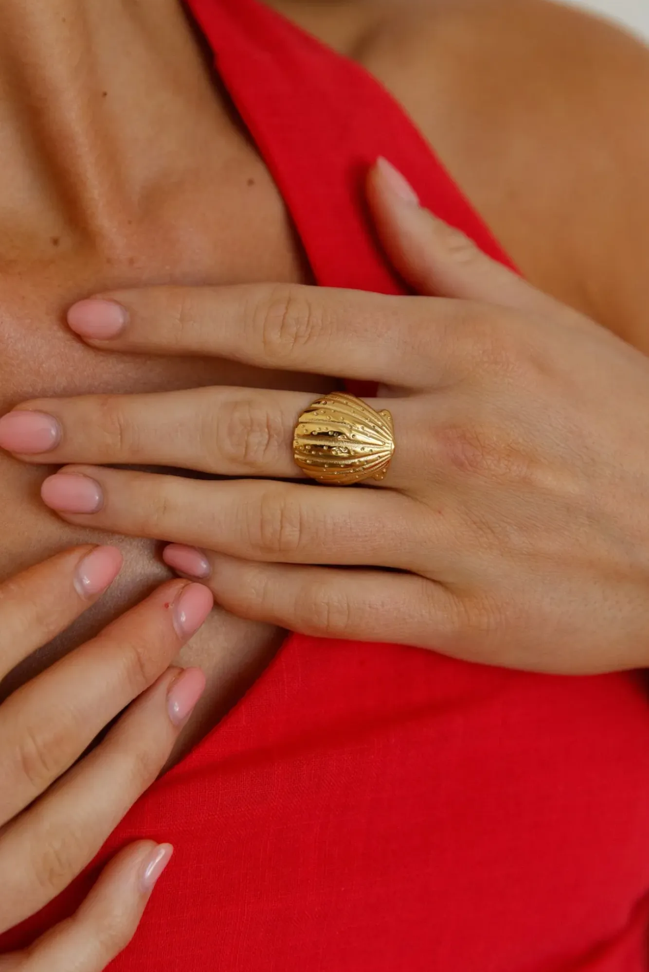 Rings>Hello Molly 18K Gold Plated Shimmering Treasure Ring Gold