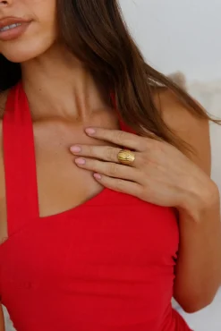 Rings>Hello Molly 18K Gold Plated Shimmering Treasure Ring Gold