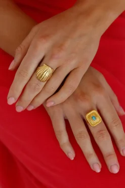 Rings>Hello Molly 18K Gold Plated Shimmering Treasure Ring Gold
