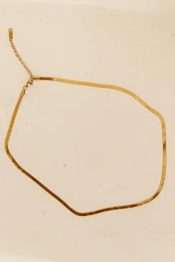 Necklaces>Hello Molly 18k Gold Plated Sleek Snake Necklace Gold