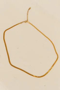Necklaces>Hello Molly 18k Gold Plated Sleek Snake Necklace Gold