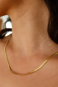 Necklaces>Hello Molly 18k Gold Plated Sleek Snake Necklace Gold