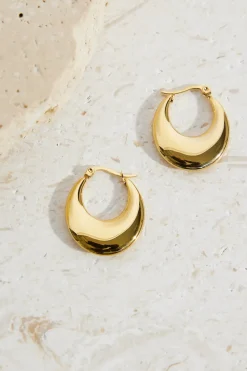 Earrings>Hello Molly 18k Gold Plated Slick Bun Hoop Earrings Gold