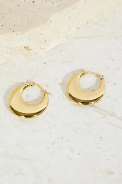 Earrings>Hello Molly 18k Gold Plated Slick Bun Hoop Earrings Gold