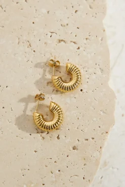 Earrings>Hello Molly 18k Gold Plated Spring Into Step Hoop Earrings Gold
