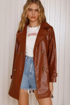 Jackets|Coats>Hello Molly Kiss Of Venus Trench Coat Brown
