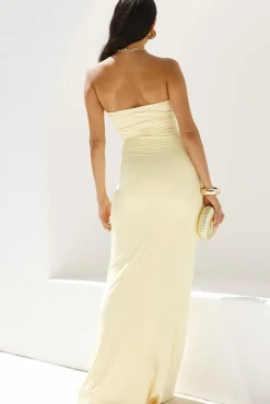 Wedding Guest Dresses|Formal Dresses>RUNAWAY THE LABEL Kleo Strapless Maxi Dress Yellow