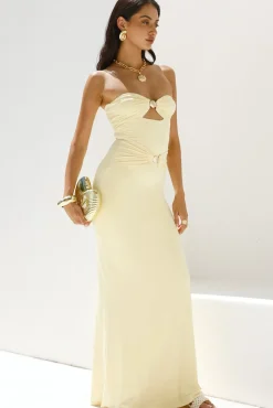 Wedding Guest Dresses|Formal Dresses>RUNAWAY THE LABEL Kleo Strapless Maxi Dress Yellow