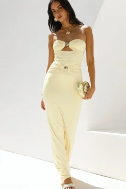Wedding Guest Dresses|Formal Dresses>RUNAWAY THE LABEL Kleo Strapless Maxi Dress Yellow