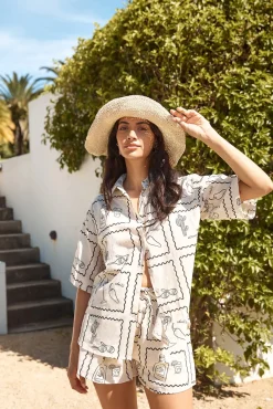 Two-Piece Shorts Set>Hello Molly La Fiesta Set Beige