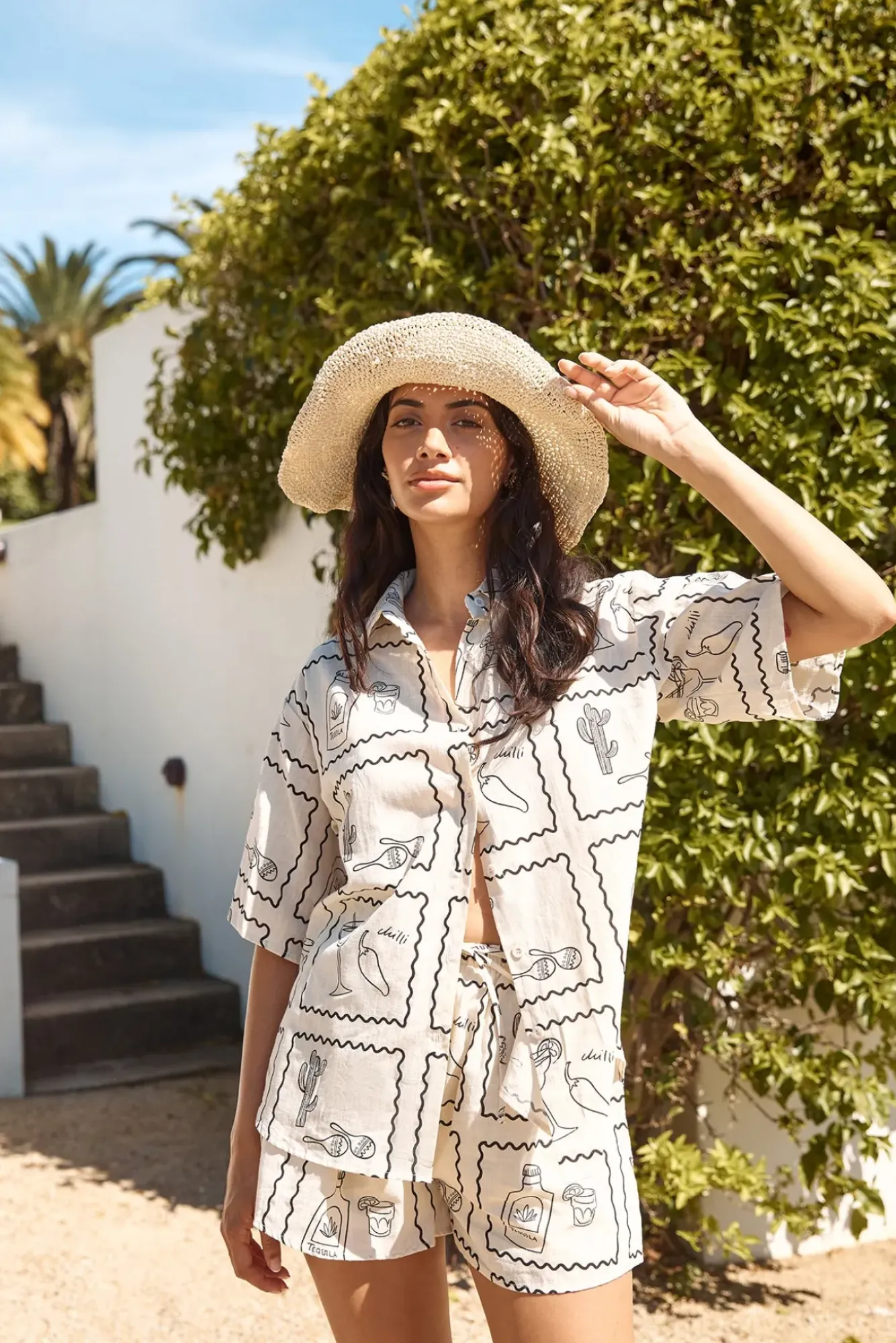 Two-Piece Shorts Set>Hello Molly La Fiesta Set Beige