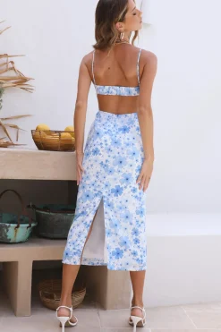 Cocktail Dresses|Floral Dresses>Hello Molly Lagoon Maxi Dress Blue